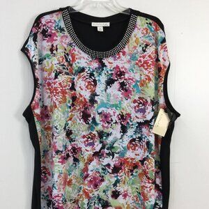 Emaline Women's Montarey Sleeveless Multi-Color Floral Blouse Size 2X NWT